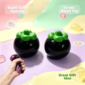 Cute Mangosteen Shaped Squishy Toy 2.76 Inches, Super Slow Rising Soft Squeeze Fidget Ball, Portable Stress & Anxiety Relief Decompression Sensory Toy for Daily Relaxation