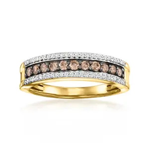 Ross-Simons 0.50 ct. t.w. Brown and White Diamond Ring in 18kt Gold Over Sterling Size 9