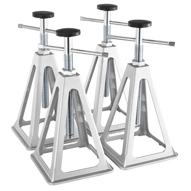 VEVOR Aluminum RV Stabilizer Stack Jacks 4-Pack, 20# Galvanized Single Screw Jacks with Triangular Base, Aluminum Alloy Frame, Cushioned Rubber Top, 6000 Lbs Capacity, 11-17 in Height Adjust, 6.6lb, Stability Boost for RV Trailers, Campers