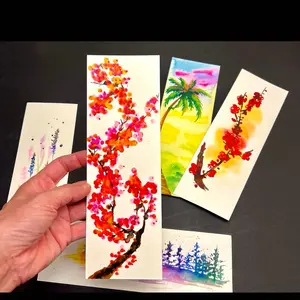 Hand Painted Original Watercolor Bookmarks Unique Artwork Not Printed 2021 Present Perfect for Book Lovers with Originality Guaranteed