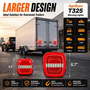 [Father's Day Gift] AgriEyes T325/T42/T28 Wireless Magnetic Trailer Light Kit - Heavy-Duty LED Car Lights, USB-C Rechargeable, IP67 Waterproof, 22 LEDs, 5 Modes, Strobe Emergency Warning, 1-Year Warranty, Strobe Light