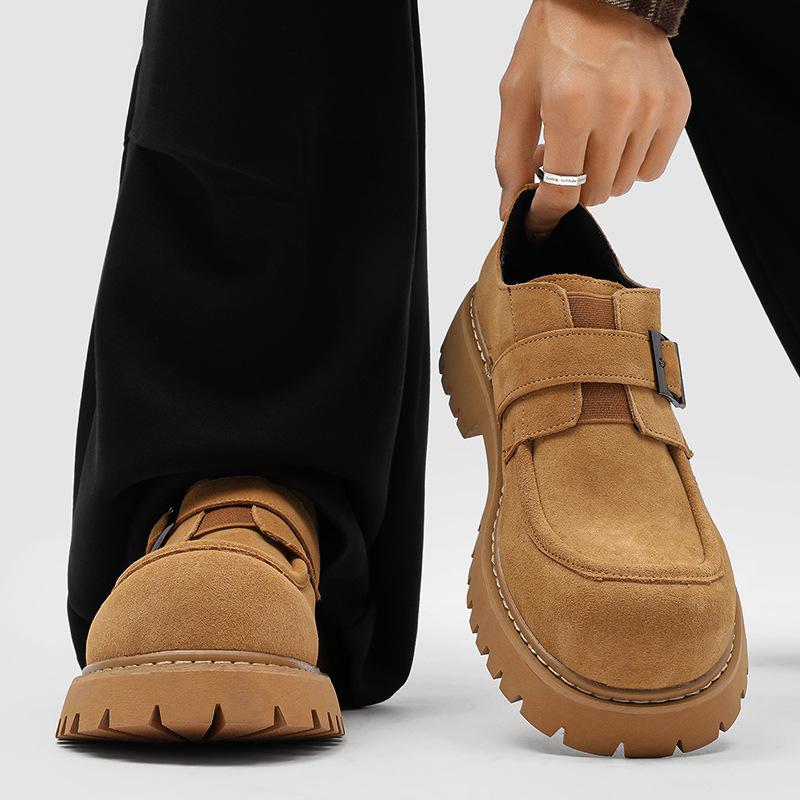 Men's Retro Platform Moccasins Simple Buckle Flattering Silhouette Street Fashion