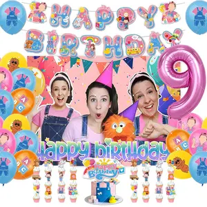 Hot Early Education Cartoon English Teacher-Ms&Rachel-Theme Kids Birthday Party Banner Background Cake Topper Balloon Decor Gift