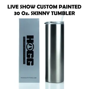 #4 - Mishy Lee LIVE SALE Custom Painted Stainless Skinny Tumbler w/Sliding Lid and Straw- 30 Oz