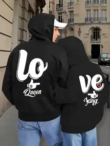 King Queen Couple Hoodie  Love King Love Queen Matching Couple Hoodies for Boyfriend Girlfriend, Cute Couple Gift for Him and Her