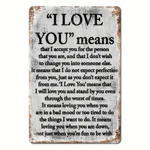 Vintage Metal I Love You Definition Sign Rustic Farmhouse Wall Art Decor Heartfelt Message Tinplate Durable Indoor Outdoor Home Decor for Living Room Cafe Bar Porch Easy Mounting Hardware Included Perfect Gift Idea for Housewarming Anniversary Wedding
