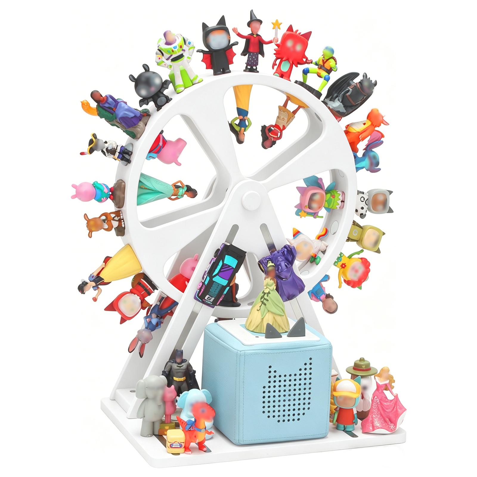 For Tonies Box Organizer Storage Shelf 360° Ferris Wheel, Magnetic Floating Shelves for Generation 1 & 2 Player Tonies Figures box, Display Collection 50~70 Characters