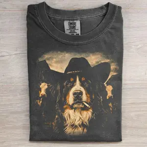 Bernese Mountain Western Comfort Colors T-shirt, Vintage 90s Funny Edgy Dog Meme Tee, Unisex Fit Design, Casual Streetwear, Gift for Dog Lovers