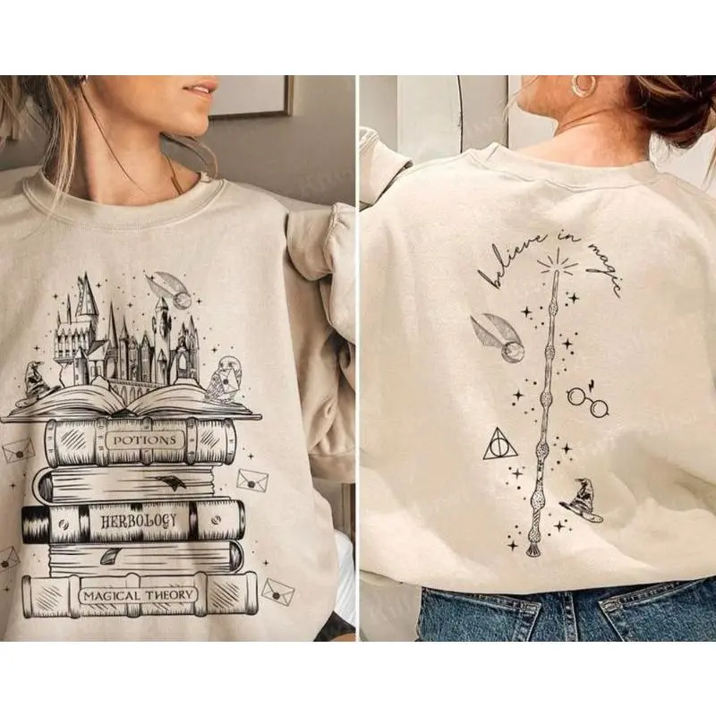 Hogwarts Castle Book Shirt, Harry Poter Shirt Cotton Womenswear, Full Color, Classic Fashion, Tee Print