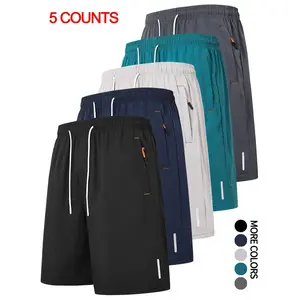 Men's Summer Fashion Cargo Shorts 5-Pack Quick Dry Elastic Waist Drawstring Zipper Pocket Lightweight Breathable Casual Running Training Beach Shorts for Men