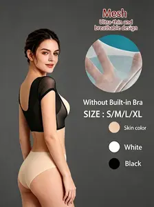 Women's Sweat Proof Underarm Pad Vest Breathable Mesh Quick Dry Short Sleeve Seamless Cooling Undershirt
