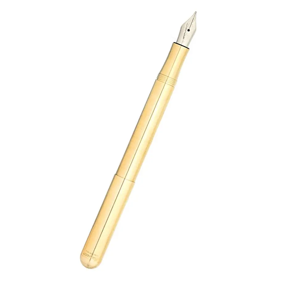 Kaweco Liliput All Brass Compact Fountain Pen - Premium Office Stationery Ink Pen, Cartridge-Filled, 0.31in (8mm) Nib, 9.7cm (3.8in) Length, Screw-On Cap Posts During Writing, Optional Clip Available