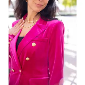 French Gold Buttoned Velvet Blazer