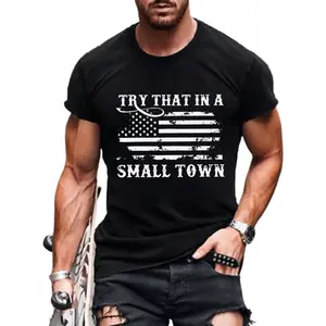 Try That in A Small Town Shirt American Flag Country Music Concert Vintage Summer Shortsleeve Cotton T-Shirt
