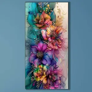 5D DIY Full Diamond Round Diamond Painting - Diamond Art Kit Colorful Flowers Mosaic, Canvas - DIY Decorative Painting, Home Wall Decoration, perfect for Halloween and Christmas, Independence Day, birthday and anniversary gifts, Diamond Painting Kits