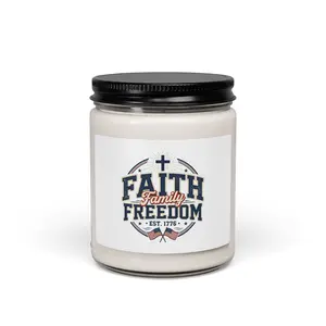 Faith Family Freedom Candle | Scented Soy Candle, 9oz, Patriotic Faith-Based July 4th