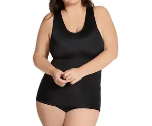 INSTANT FIGURE Plus Size Tank Bodysuit Shapewear WB4033C – Seamless Compression Tank Bodysuit for Women, Firm Tummy Control & Muffin-Top Smoothing, Scoop Neck with Wide Straps, High-Back Support, Snap Crotch, 4-Way Stretch Nylon Spandex, Made in USA