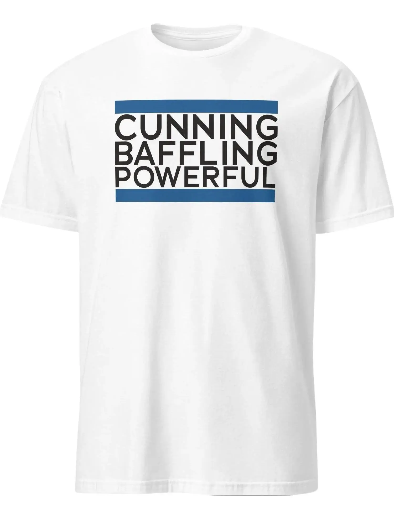 Men's Cunning Baffling Powerful Graphic Print T-Shirt, Casual Round Neck Tee in Soft Ring Spun Cotton, Sobriety Gratitude Gift for Addiction Recovery, Power Phrase