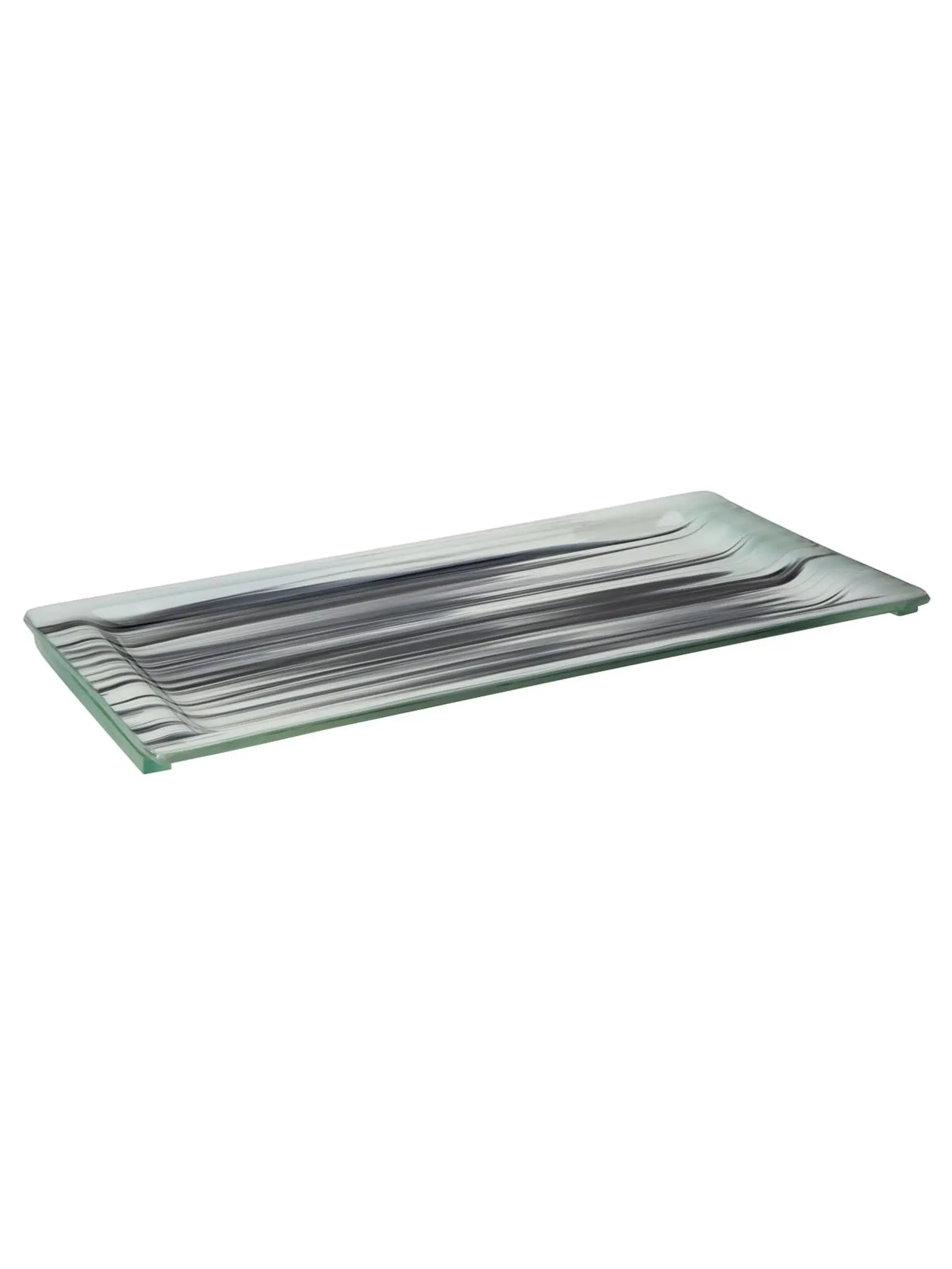 Rosseto GLS061BW Medium-Size Rimmed Edge Rectangular Serving Platter, White & Black, for Kitchen Table Service