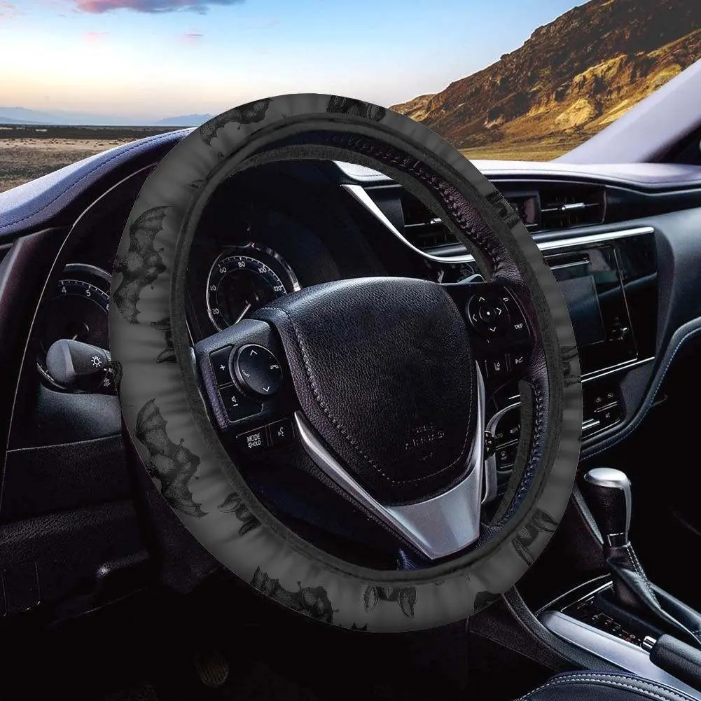 Black Bats Halloween Goth Steering Wheel Cover