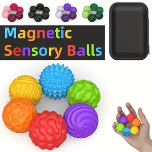 6/12 Silicone Magnetic Stress Balls, Stress Relief Gadgets, Textured Relaxation and Hand Exercise Toy, Quiet Sensory Desk Gift for Adults and Teens