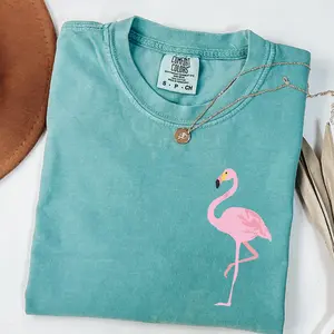 Comfort Colors Hello Summer T-Shirt, Cute Flamingo Shirt, Summer Beach Graphic Tee, Funny Vacation Shirt, Tropical Animal T-Shirt