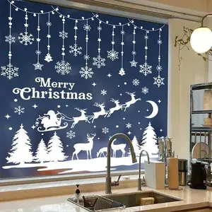 【TikTokShopBlackFriday】Christmas Window Sticker, 9 Counts/set Snowman & Snowflake & Santa Claus Pattern Window Decal, Window Decorative Sticker for Home Party Festival, Christmas Gift, hashtag, TikTokShopCyberMonday