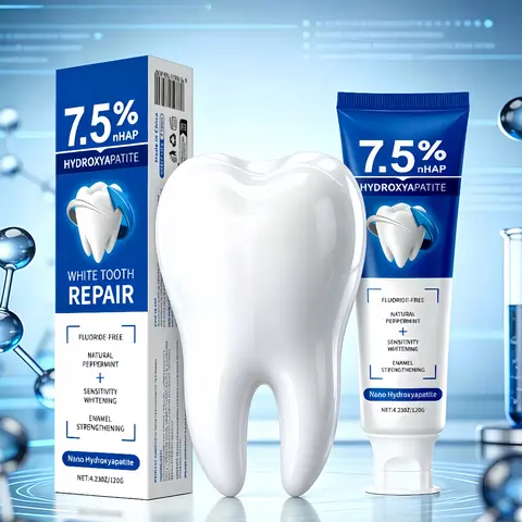 7.5% nHAP Nano Hydroxyapatite Peppermint Toothpaste, Fluoride-Free Natural Daily Oral Care with Gentle Enamel-Strengthening Formula, 120g Strengthening Toothpaste for Enamel Care, Peppermint Toothpastes