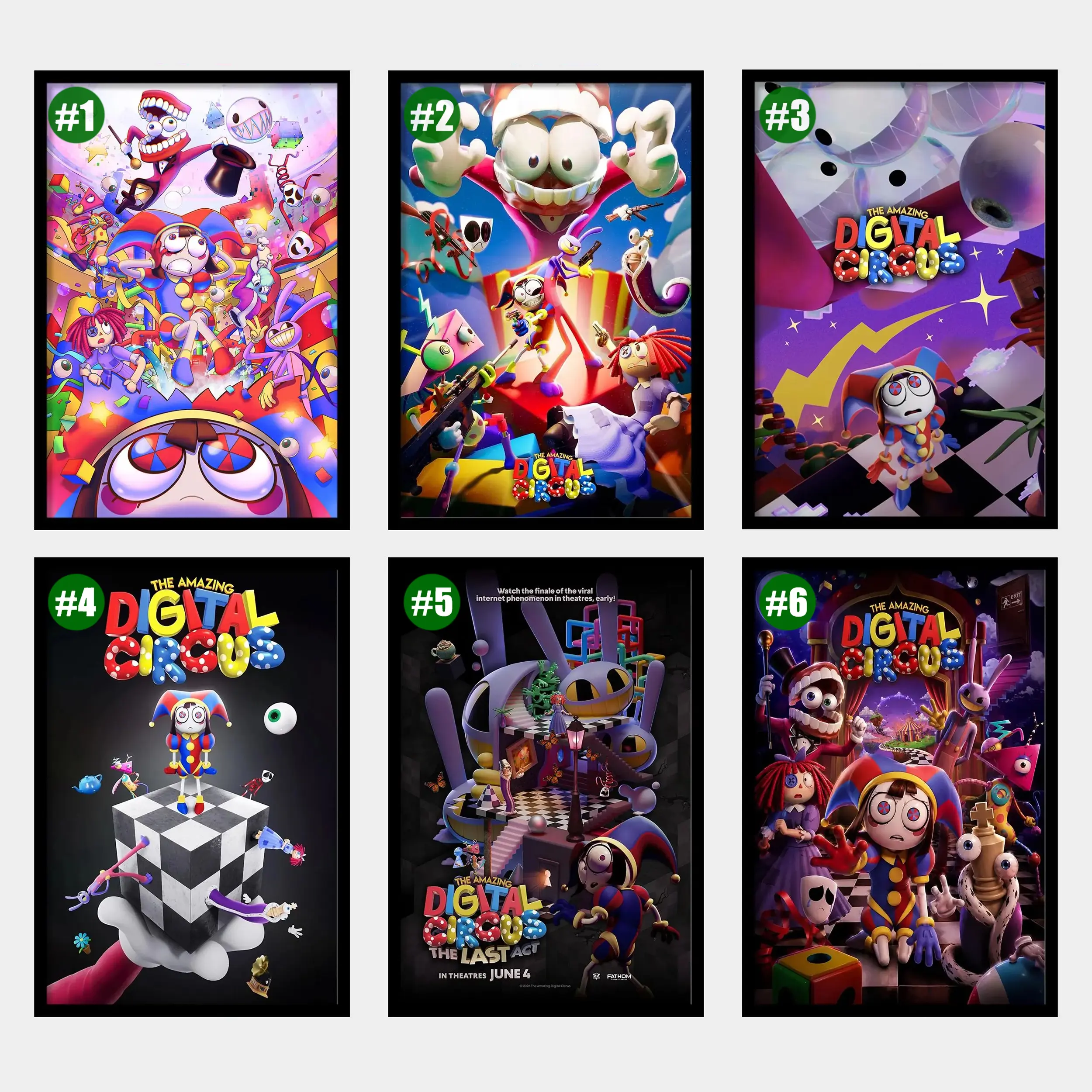 The Amazing Digital Circus Poster No Frame, Anime Wall Art Decor, Cartoon Fantasy Wall Art Print, Anime Wall Decor, Bedroom Decoration, Gift for Anime Fans