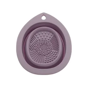VOCOSTE Teardrop Shape Makeup Brush Cleaning Mat Dark Purple 1 Pc