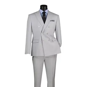 Light Grey Double Breasted Slim Fit Suit