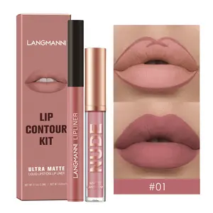 Matte Lipstick and Lip Liner Set, 2 Count Lip Makeup Kit with Smooth Application and Long Wear, Moisturizing Lip Color for Daily Makeup, Work, Party, Travel Use