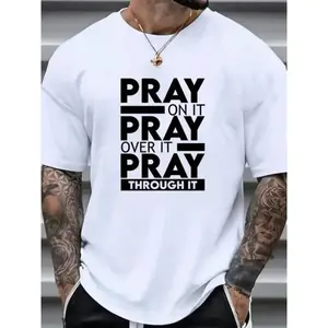 Men'S Plus Size Casual Crew Neck T-Shirt - Random Print, 100% Cotton, 180 G, Slight Stretch - Summer Streetwear |   Super Soft & Breathable |   Moisture-Wicking & Sweat-Absorbing