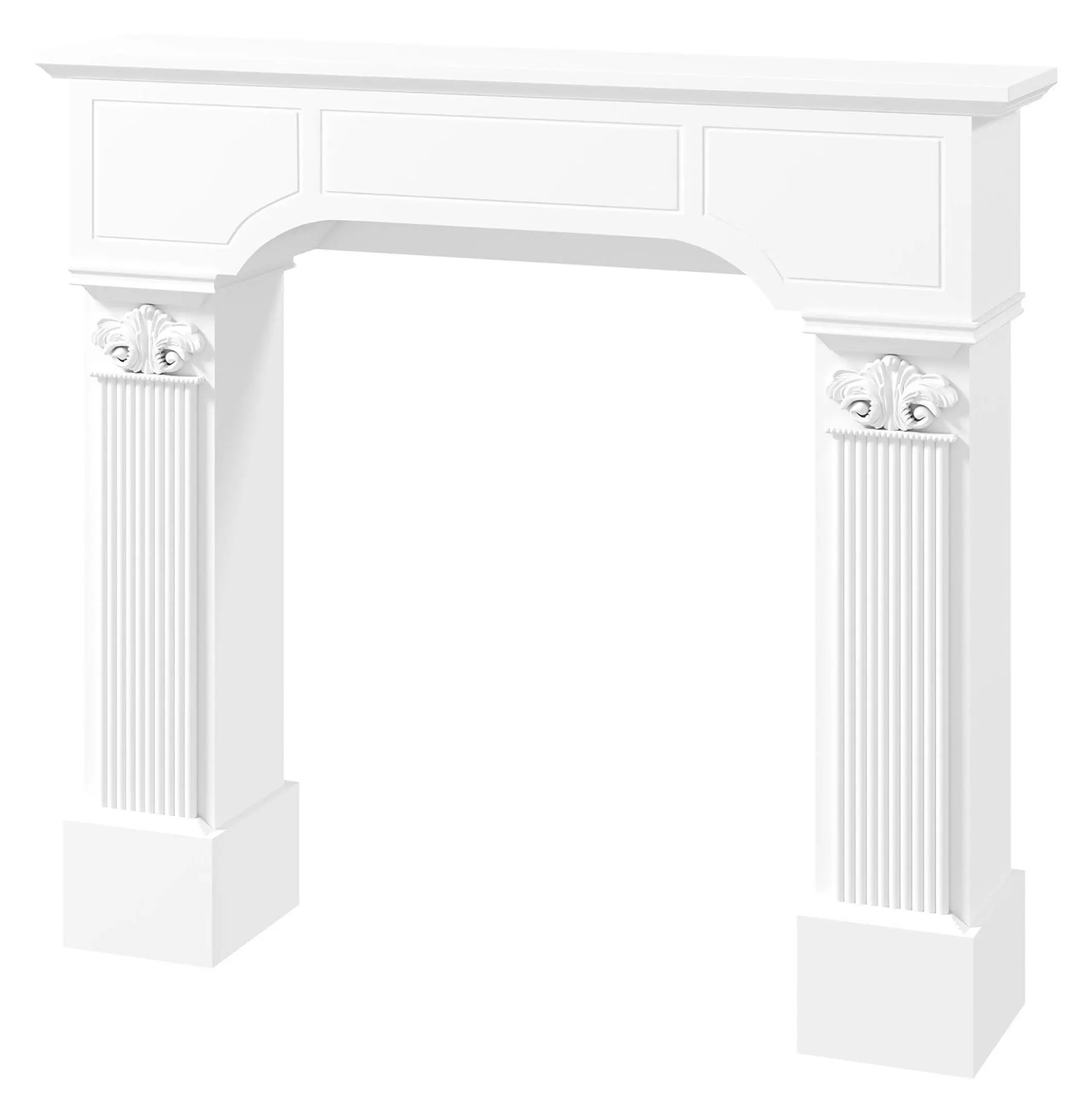 White Fireplace Mantle 43.3", Freestanding Electric Fireplace Surround, Baroque Style Wood Mantle for Living Room, Home Decor Default Title