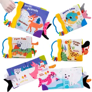 Baby Soft Cloth Book with Vivid Patterns and Colors, Fabric Baby Cloth Books Early Education Toys Activity Crinkle Cloth Book for Toddler, Perfect Christmas Birthday Gifts for Toddlers, Random Color