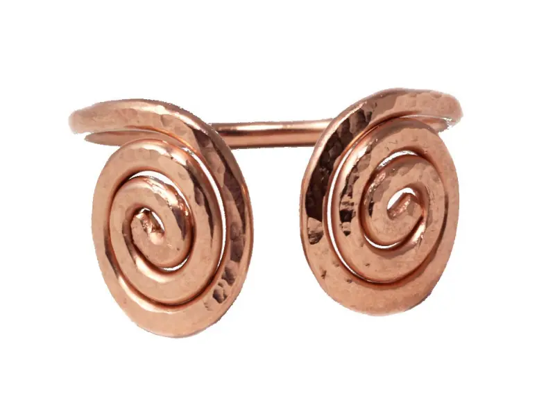 Handmade Copper Viking Cuff Style Bracelet Hand Hammered Solid Copper Rams Horn Design One Continuous Piece 8 Gauge No Clasp Wrist Wear