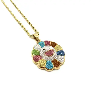 18k Gold Murakami Flower ICED-OUT Hiphop Pendant/Necklace Chain