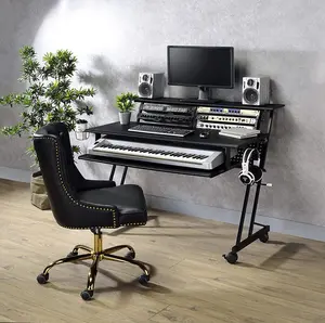 Acme Furniture Music Studio Producer Recording Piano Stand Desk, Unique & Smart Design Workstation Table Carbon Fiber Texture