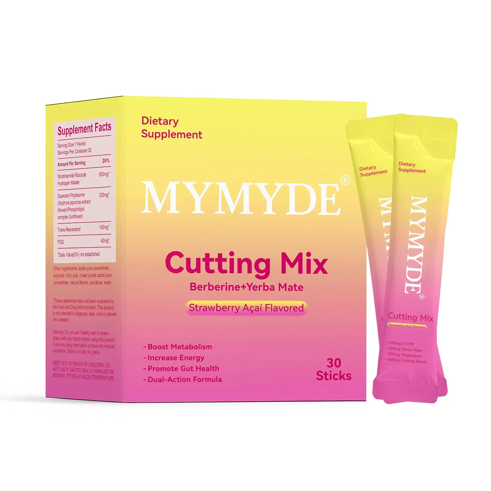 MYMYDE Cutting Drink Mix Berberine Chromium 5-HTP Magnesium Strawberry ...