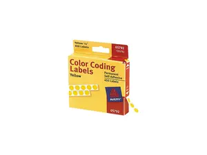Avery 05792 Permanent Self-Adhesive Color-Coding Labels, 1/4in dia, Yellow, 450/Pack