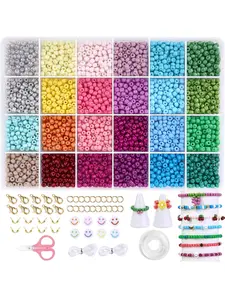 7500 Glass Seed Beads Set, 24 Colors Bracelet Kit with Charms, Ideal for Jewelry Making, Keychains, Fashion Gifts, Craft Accessories