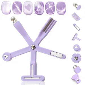 8 in 1 Cat Eye Magnet, Cat Eye Magnet for Nails, Strong Magnet for Cat Eye Gel Polish, Multifunctional Magnetic Nail Tool for Beginners DIY or Professional Nail Salon  Purple