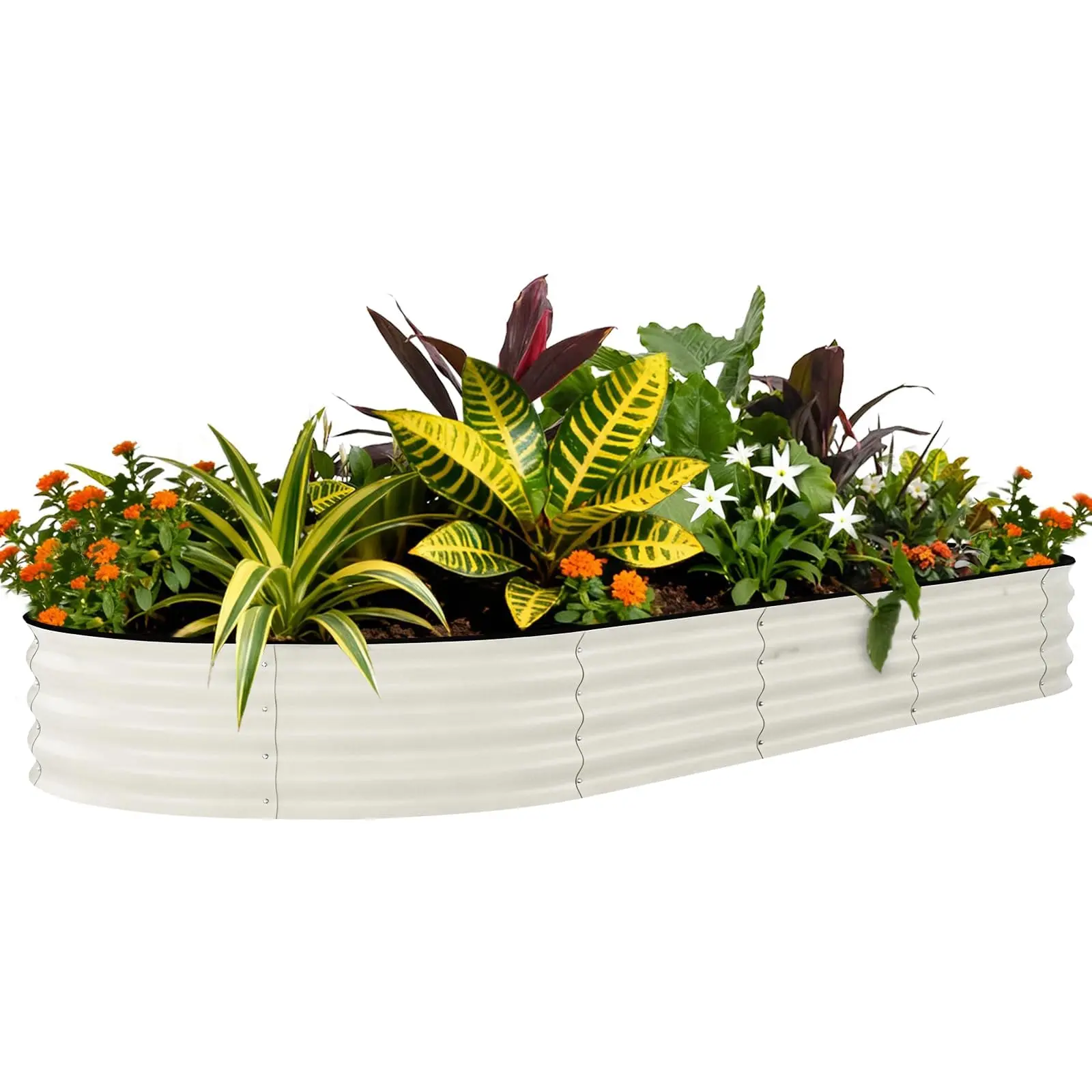 Garvee Large Size Beige Metal Rectangular Raised Garden Bed - 240x120x45cm Open Bottom Planter Box for Gardening, Comfortable Gardening, Anti-Cut Strips, Ergonomic Design, Drainage, Aeration, Easy Assembly, Outdoor Patio Decor, 1PC Flower Pots & Planters