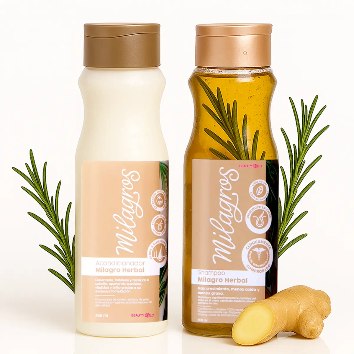 Milagros Shampoo Herbal y Acondicionador - Rosemary and Ginger