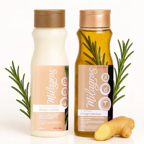 Milagros Shampoo & Conditioner Duo Kit - 450ml per Bottle Rosemary Ginger Cleanser, Cruelty-Free Alcohol-Free Adult Haircare, Anti-Hair Loss, Oil Control, Frizz Taming, Silky Results, All Hair Types