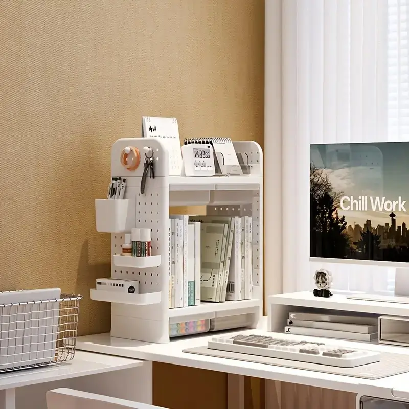 Desktop and Drawer Organizer Set with Thick Weight-Bearing Bookshelf, Drawers, Accessory Box, Hooks, Multi-Scene Use, Home Storage, Office Supplies, Office Accessories, Desk Organizers
