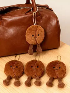 One plush coffee bean-shaped car keychain, cartoon doll keychain, key pendant, cute bag accessory, kawaii keychain, TikTok trending item, phone bag charm, cute keychain, bag ornament, gift for men, gift for women, gift for classmates, gift for coffee love