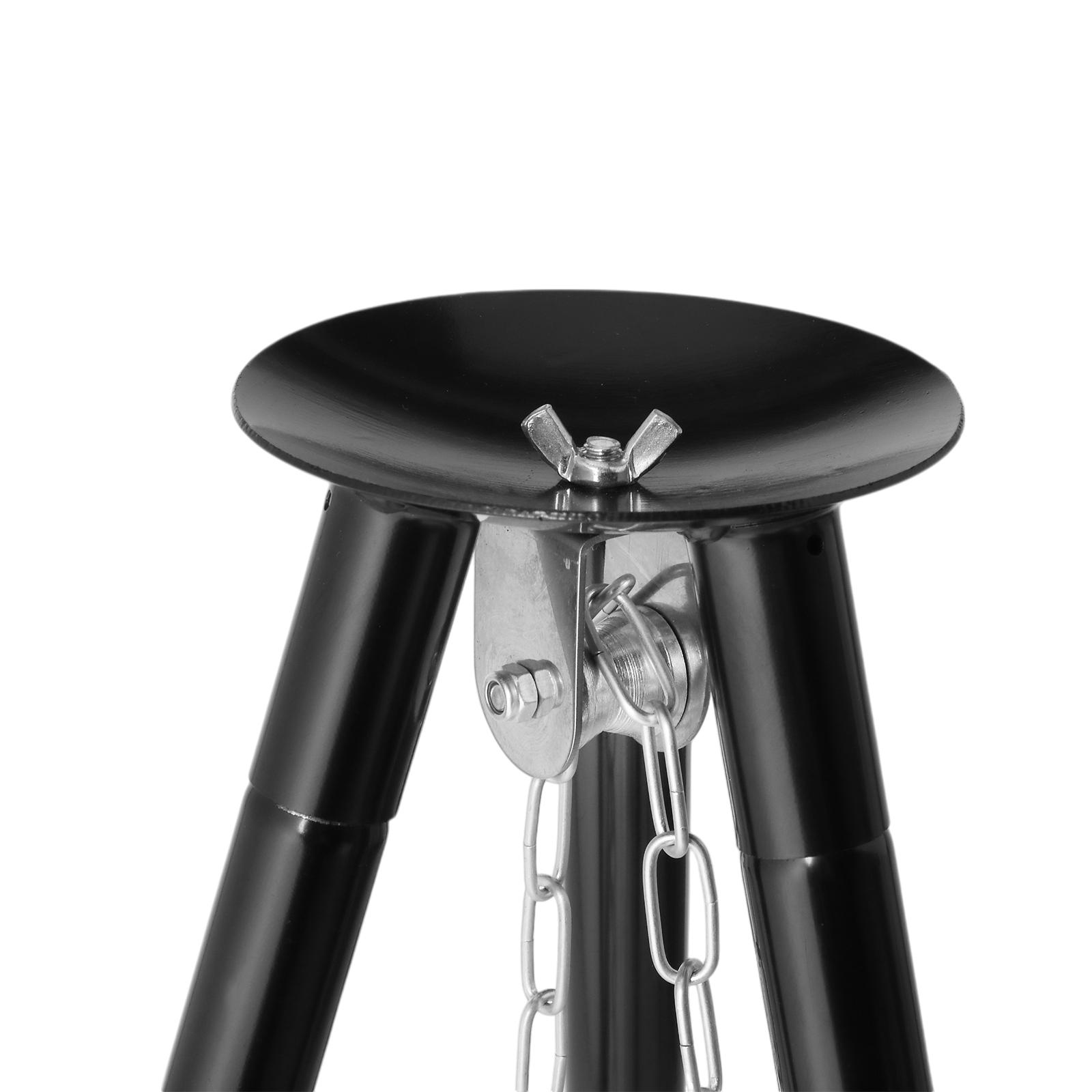 Campfire Tripod Grill, Adjustable Height BBQ Grill Grate with Fire Bowl for Outdoor Camping BBQ, Black