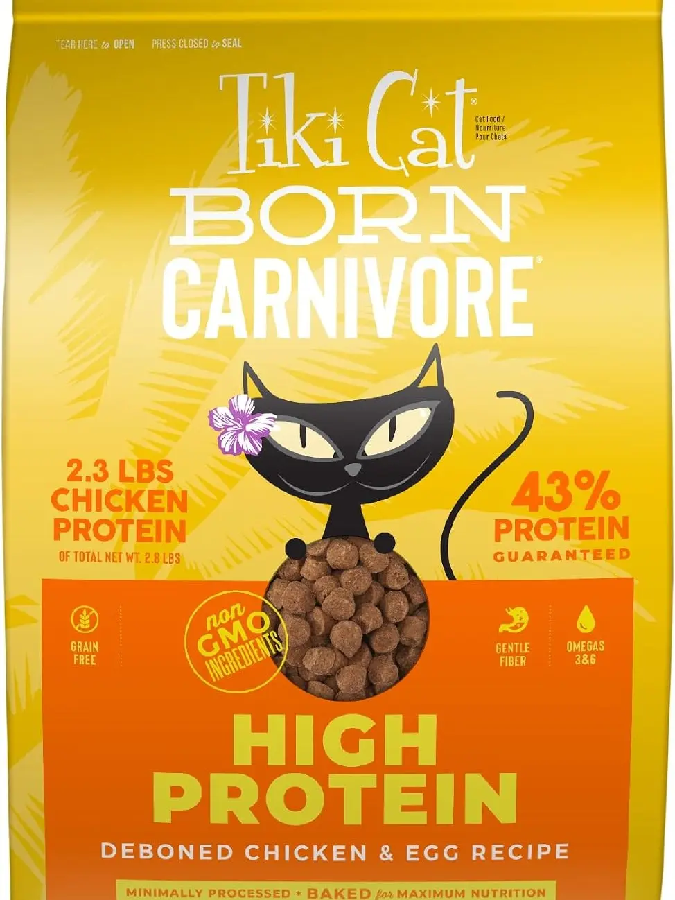 Tiki Cat Born Carnivore High Protein Dry Cat Food, Deboned Chicken & Egg, 2.8 lbs. Bag