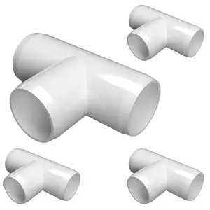 Formufit White 1-1/2" PVC Tee Fitting For Furniture UV-Resistant, Impact-Proof, Made In United States (Pack Of 4)